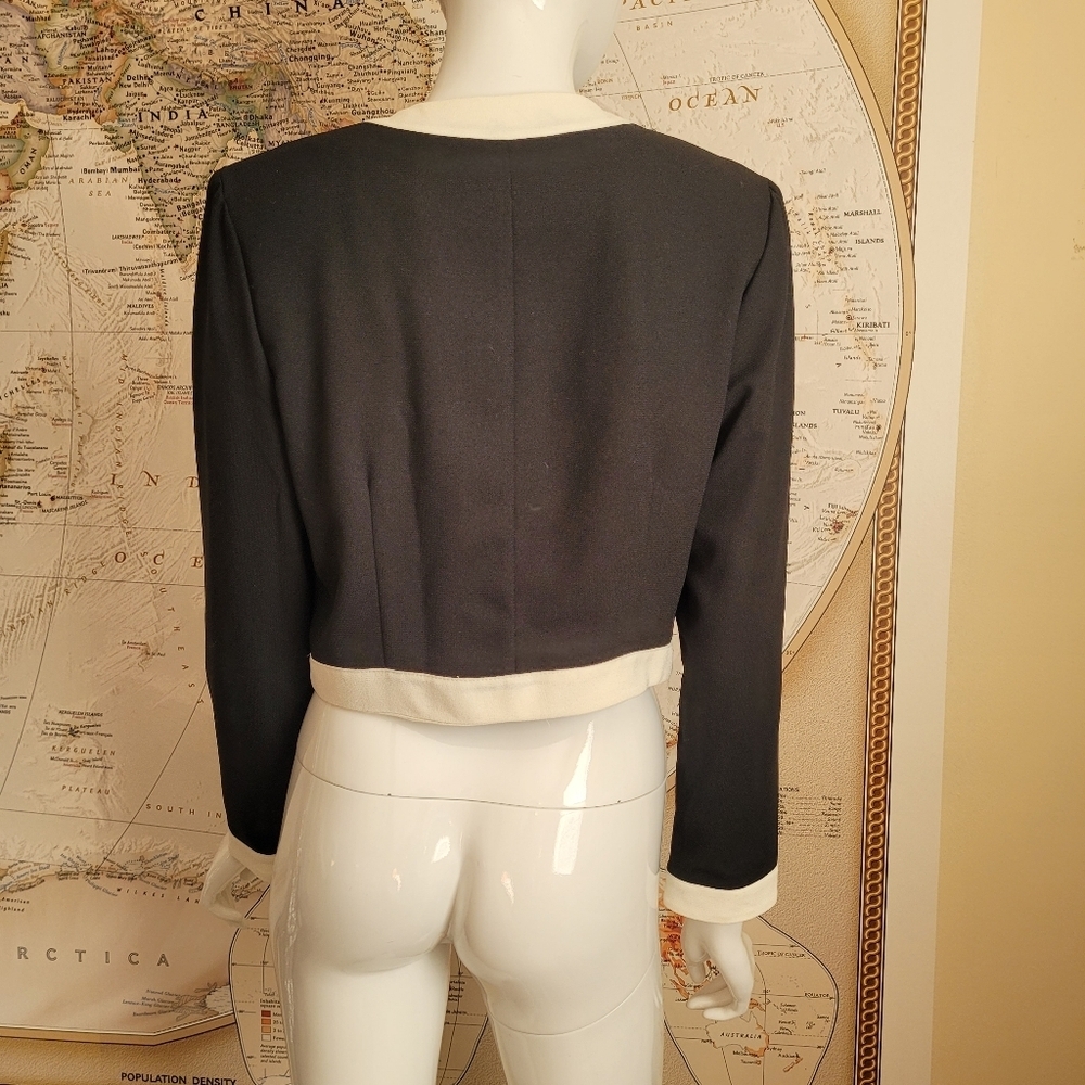 Sante Fe vintage cropped black lady jacket with white trim gold buttons fancy 6 - Picture 12 of 12